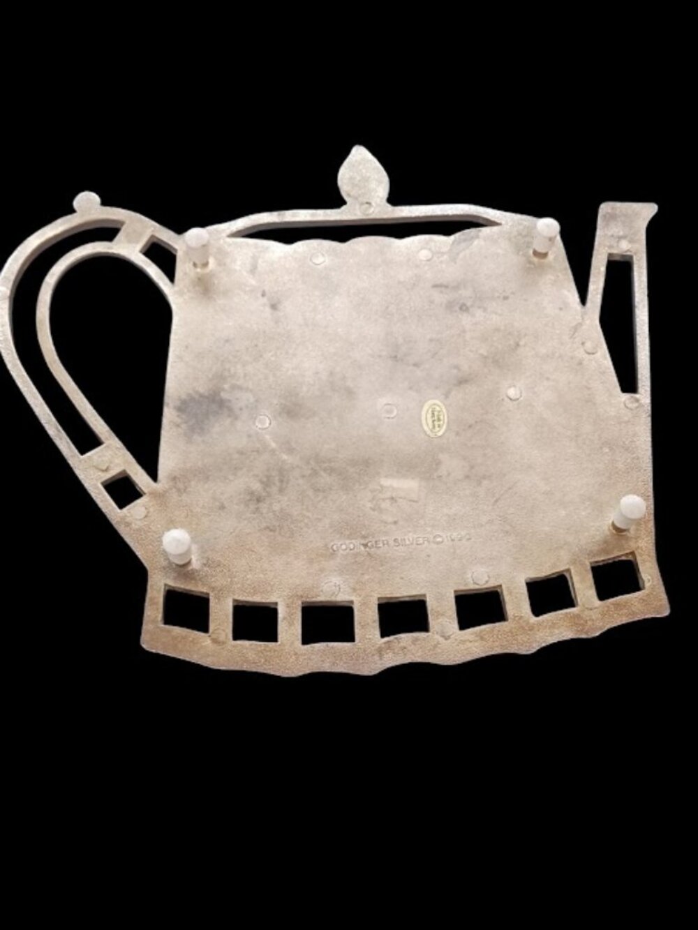 VINTAGE Godinger Silver Plated Teapot Trivet 1992 Hot Pad Serveware MCM - Picture 3 of 5